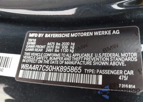 2017 BMW 430I z USA, uszkodzony, nr VIN WBA4R7C50HK895865